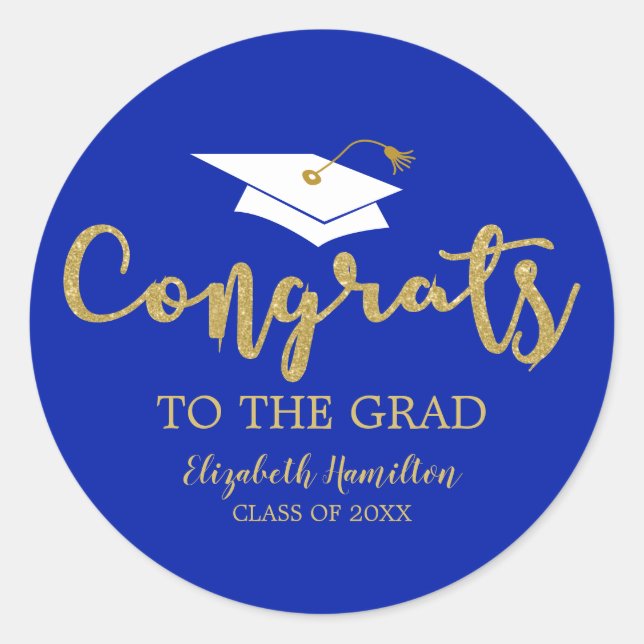 Sticker Rond Félicitations À La Parties scintillant D'Or Grad C (Devant)