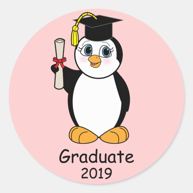 Sticker Rond Félicitations à l'obtention du diplôme avec Pengui (Devant)