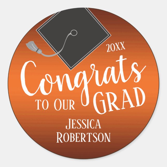 Sticker Rond Félicitations à notre promotion 2021 Orange (Devant)