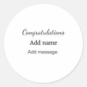 Sticker Rond Félicitations ajouter un message de nom simple dip
