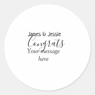 Sticker Rond Félicitations ajoutez un message de mariage pour l