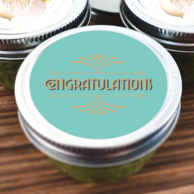 Sticker Rond Félicitations Art Déco (Créateur téléchargé)