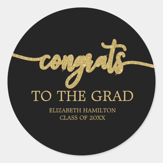 Sticker Rond Félicitations au chic calligraphie graduation (Devant)