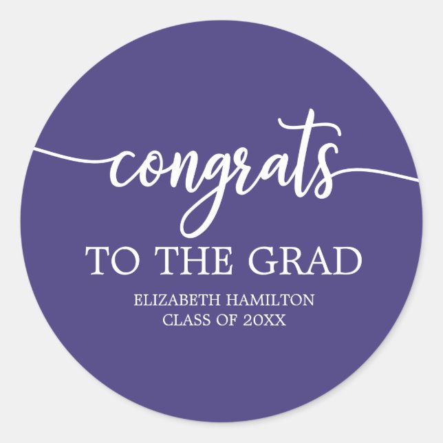 Sticker Rond Félicitations au chic calligraphie graduation (Devant)