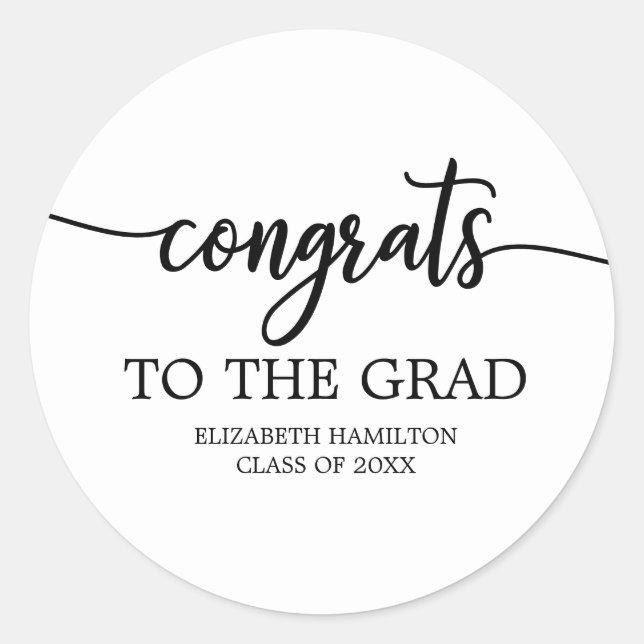 Sticker Rond Félicitations au chic calligraphie graduation (Devant)