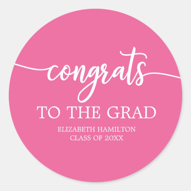 Sticker Rond Félicitations au chic calligraphie graduation (Devant)