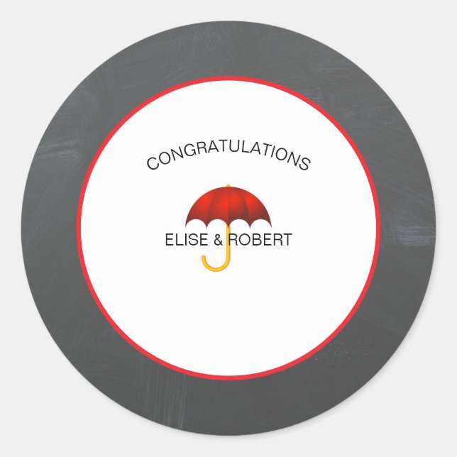 Sticker Rond Félicitations baby shower rouge et noir (Devant)