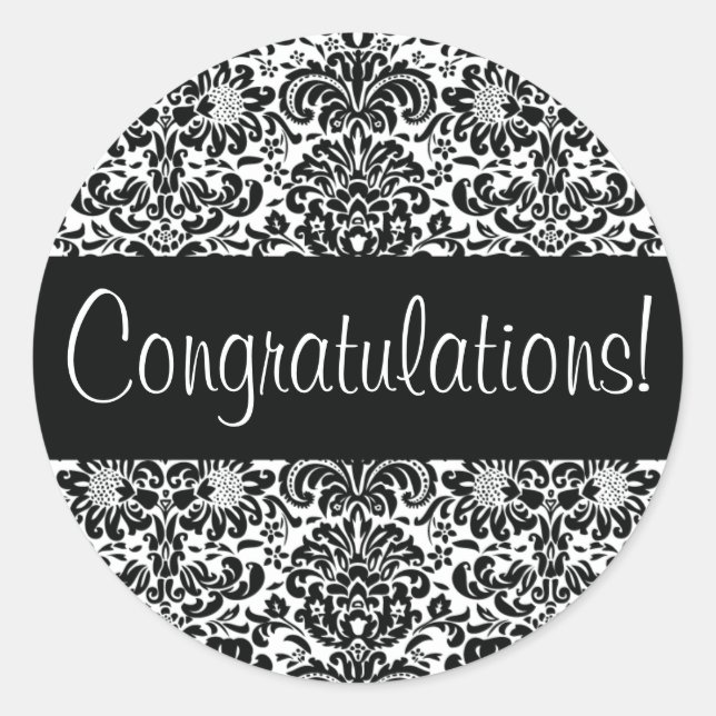 Sticker Rond Félicitations Damask Enveloppe Seal (Devant)