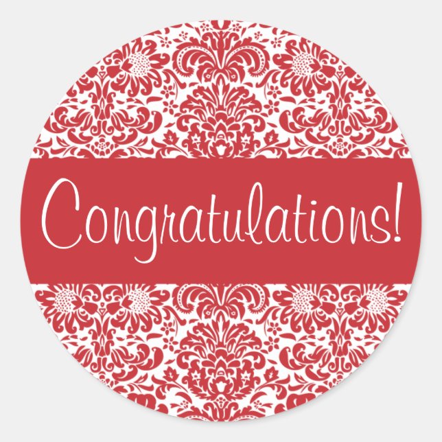 Sticker Rond Félicitations Damask Enveloppe Seal (Devant)