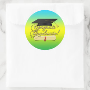 Sticker Rond Félicitations Diplôme d'études supérieures casquet