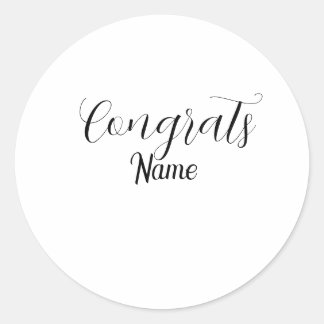 Sticker Rond Félicitations diplômé nom simple minimal année pro