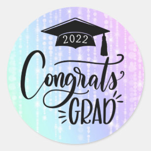 Sticker Rond Félicitations Grad 2022 Graduation Party