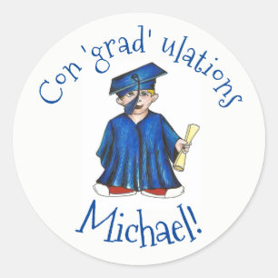 Sticker Rond Félicitations Grad Graduate Graduate Casquette Gow