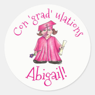 Sticker Rond Félicitations Grad Graduate Graduate Casquette Gow