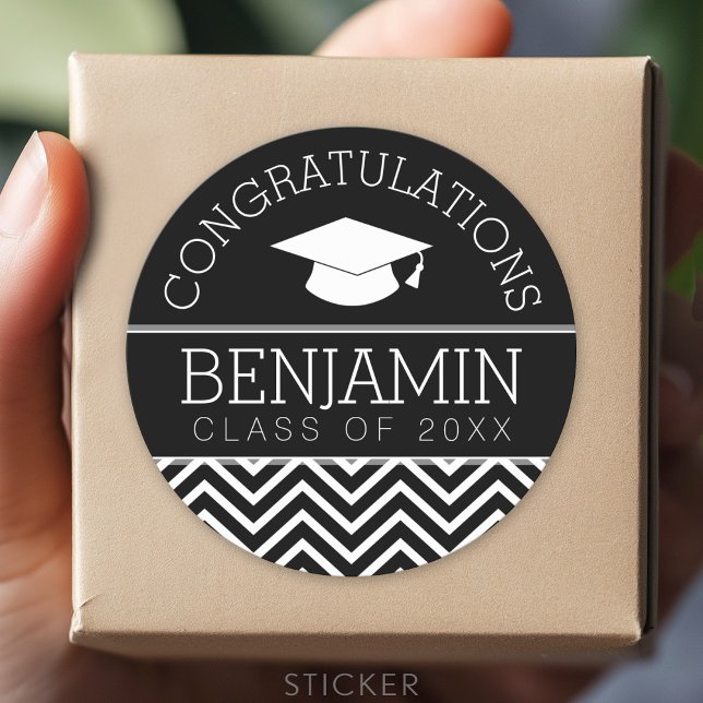 Sticker Rond Félicitations Graduate Graduate Graduate PEUT MODI (Custom Sticker for Party Favors and Envelopes)