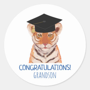 Sticker Rond Félicitations Grandson Tiger Cub Illustration