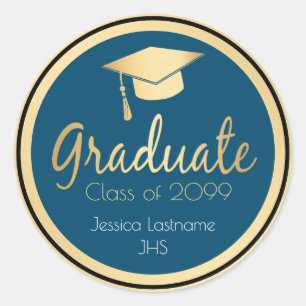 Sticker Rond Félicitations N'Importe Quelle Année Diplômée Gold