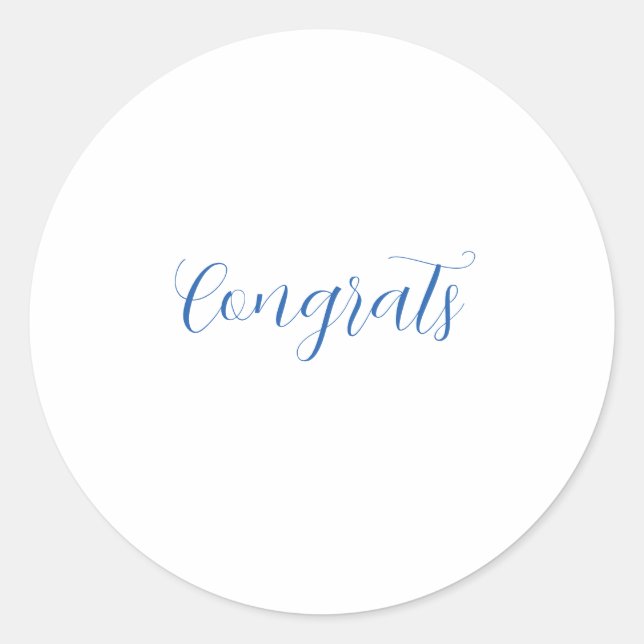 Sticker Rond félicitations nom bleu stylé graduation date année (Devant)