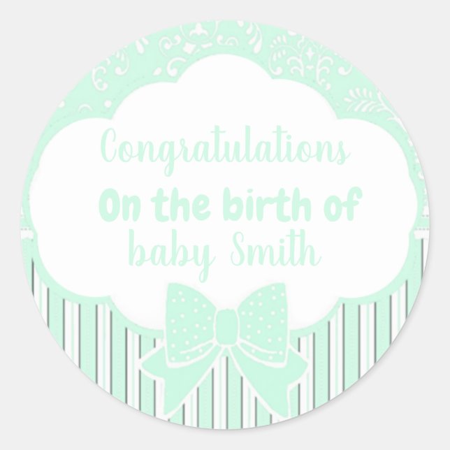 Sticker Rond Félicitations pour la naissance de (Devant)