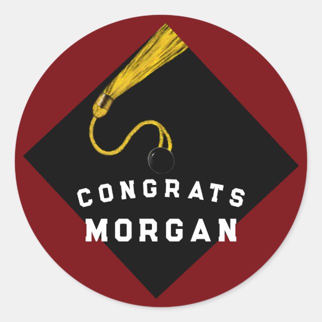 Sticker Rond Félicitations pour la remise des diplômes Marron (Devant)