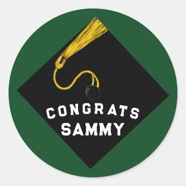 Sticker Rond Félicitations pour la remise des diplômes Vert (Devant)
