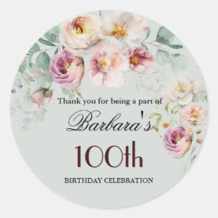 Sticker Rond Félicitations pour le 100e anniversaire avec une é
