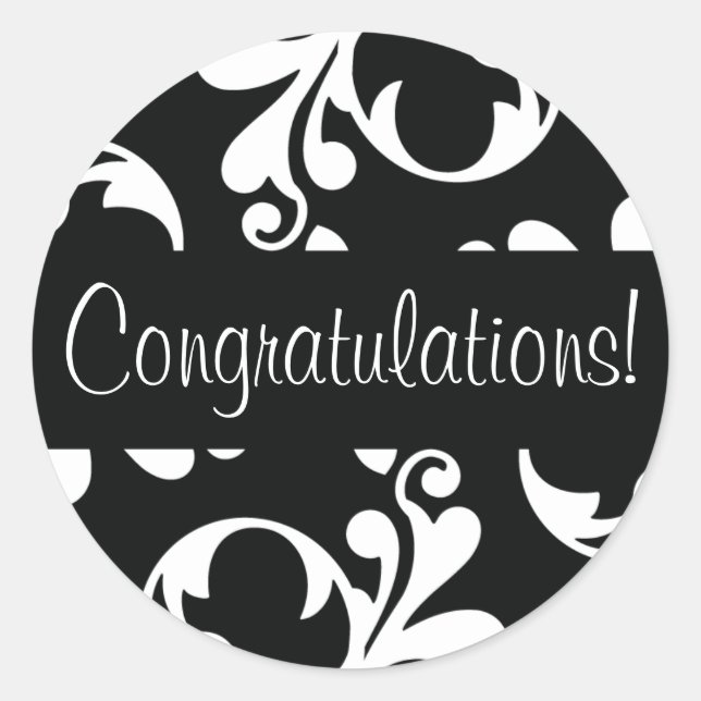 Sticker Rond Félicitations Sceau d'enveloppe fleurie feuille (Devant)