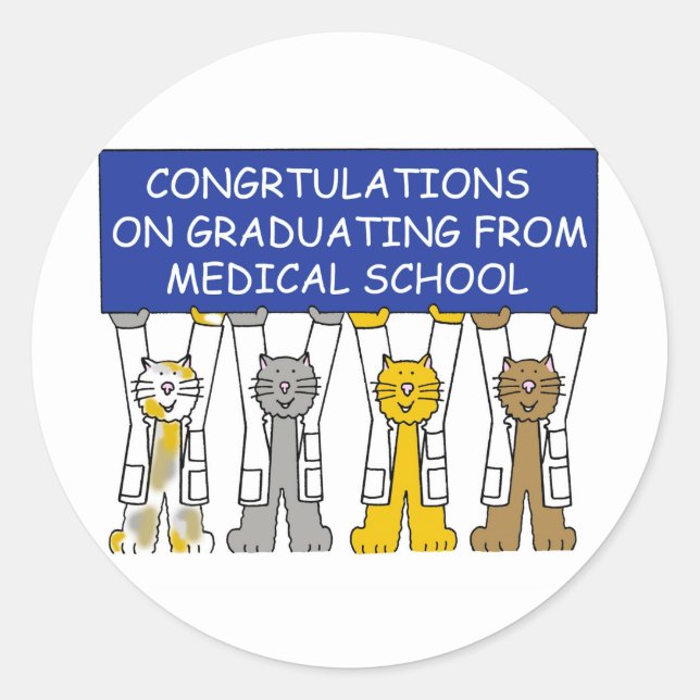 Sticker Rond Félicitations sur recevoir un diplôme de l'école (Devant)