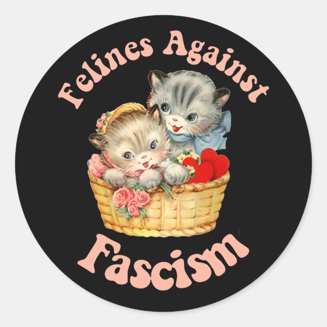 Sticker Rond Felines contre le fascisme (Devant)