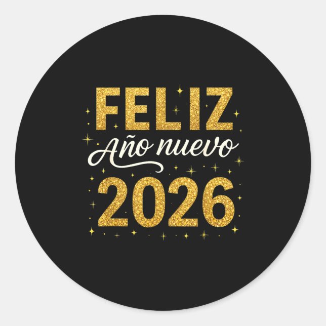 Sticker Rond Feliz Año Nuevo 2026 New Year Spanish Fiesta Firew (Devant)