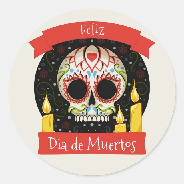 Sticker Rond Feliz Dia de Muertos | Day of the Dead (Devant)