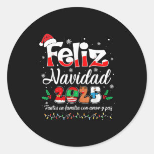Sticker Rond Feliz Navidad 2025 Famille correspondante Noël esp