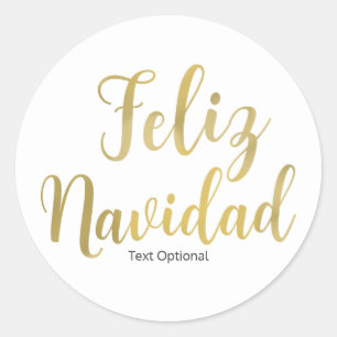 Sticker Rond FELIZ NAVIDAD Blanc Type Personnalisé Noël