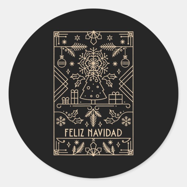 Sticker Rond Feliz Navidad, Christmas  (Devant)