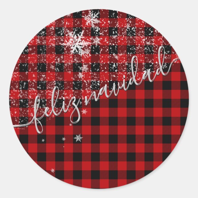 Sticker Rond Feliz Navidad En Escritura Manuscrita Nevando (Devant)