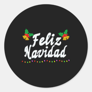 Sticker Rond Feliz Navidad Famille de Noël Hommes Femmes Enfant
