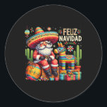 Sticker Rond Feliz Navidad Mexican Funny Christmas Père Noël Fe<br><div class="desc">Feliz Navidad Mexican Funny Christmas Père Noël Costume festif</div>