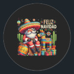 Sticker Rond Feliz Navidad Mexican Funny Christmas Père Noël Fe<br><div class="desc">Feliz Navidad Mexican Funny Christmas Père Noël Costume festif</div>