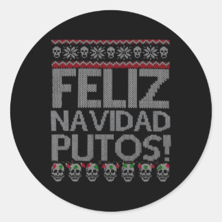 Sticker Rond Feliz Navidad Putos Chingon Ugly