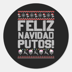 Sticker Rond Feliz Navidad Putos Mexicain