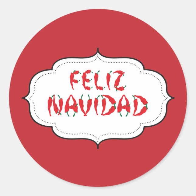 Sticker Rond Feliz Navidad Red Chile Pepper (Devant)