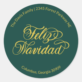 Sticker Rond Feliz Navidad Return Address