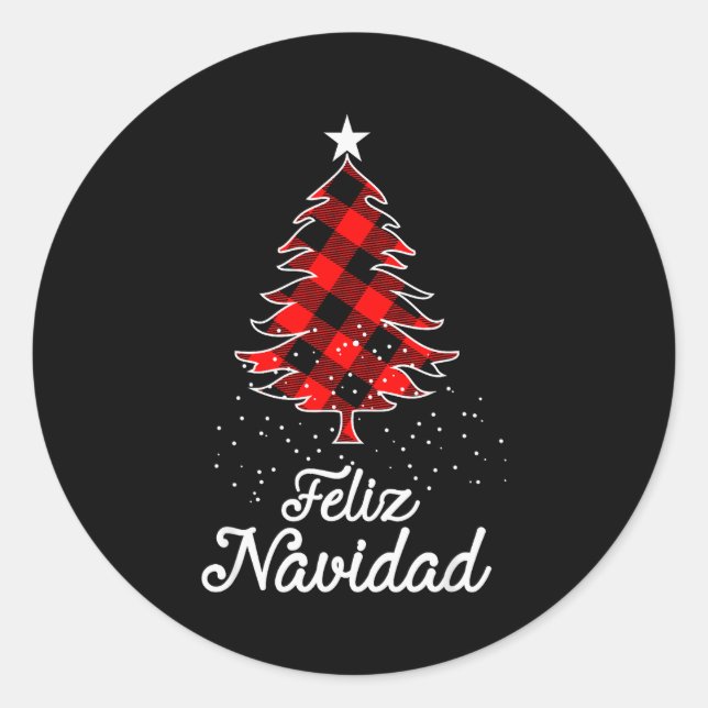 Sticker Rond Feliz Navidad Shirts Family - Christmas Trees Buff (Devant)