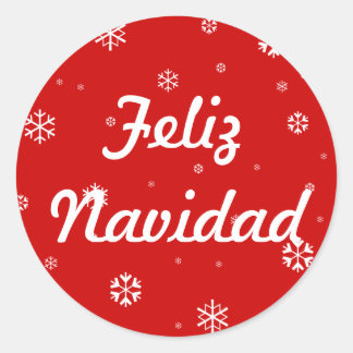 Sticker Rond Feliz Navidad Snowflakes