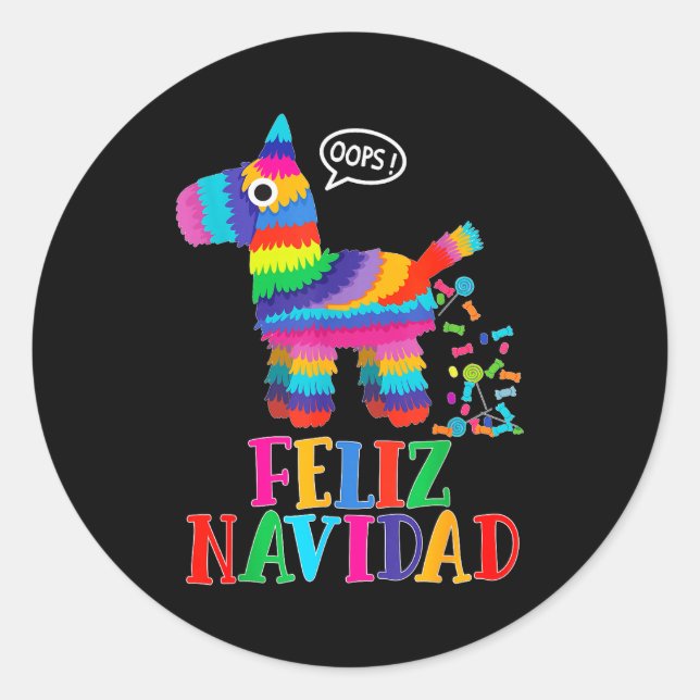 Sticker Rond Feliz Navidad Spanish Christmas Funny Mexican Nata (Devant)