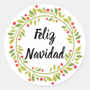Sticker Rond Feliz Navidad Vacances Noël