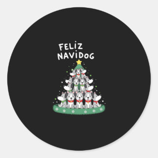 Sticker Rond Feliz Navidog Christmas Dog T-Shirt, Funny Cute Xm