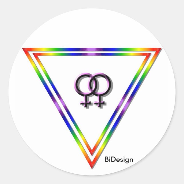 Sticker Rond Femelle de triangle d'arc-en-ciel (Devant)