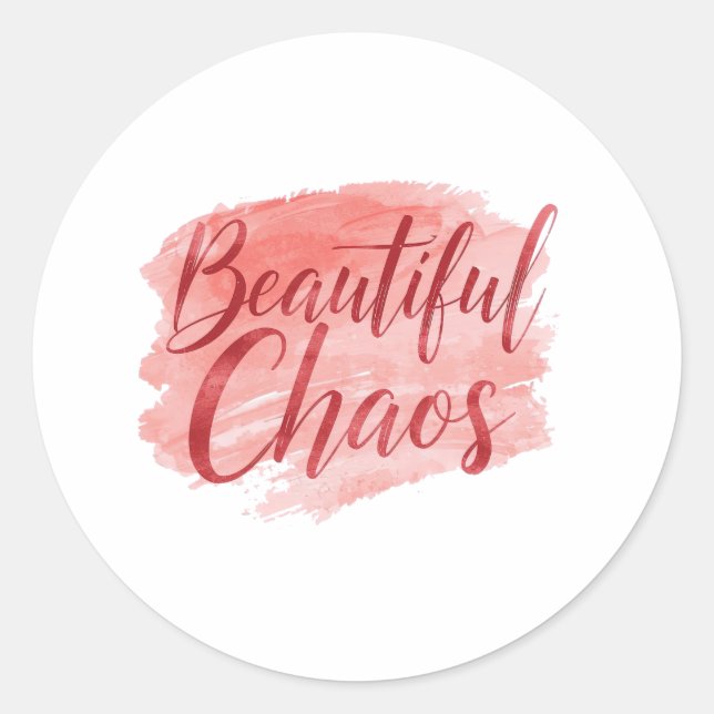 Sticker Rond Feminine Pink Watercolor Beautiful Chaos (Devant)