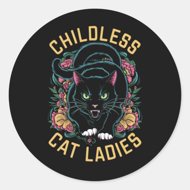Sticker Rond Feminist Cat Ladies 2024 (Devant)